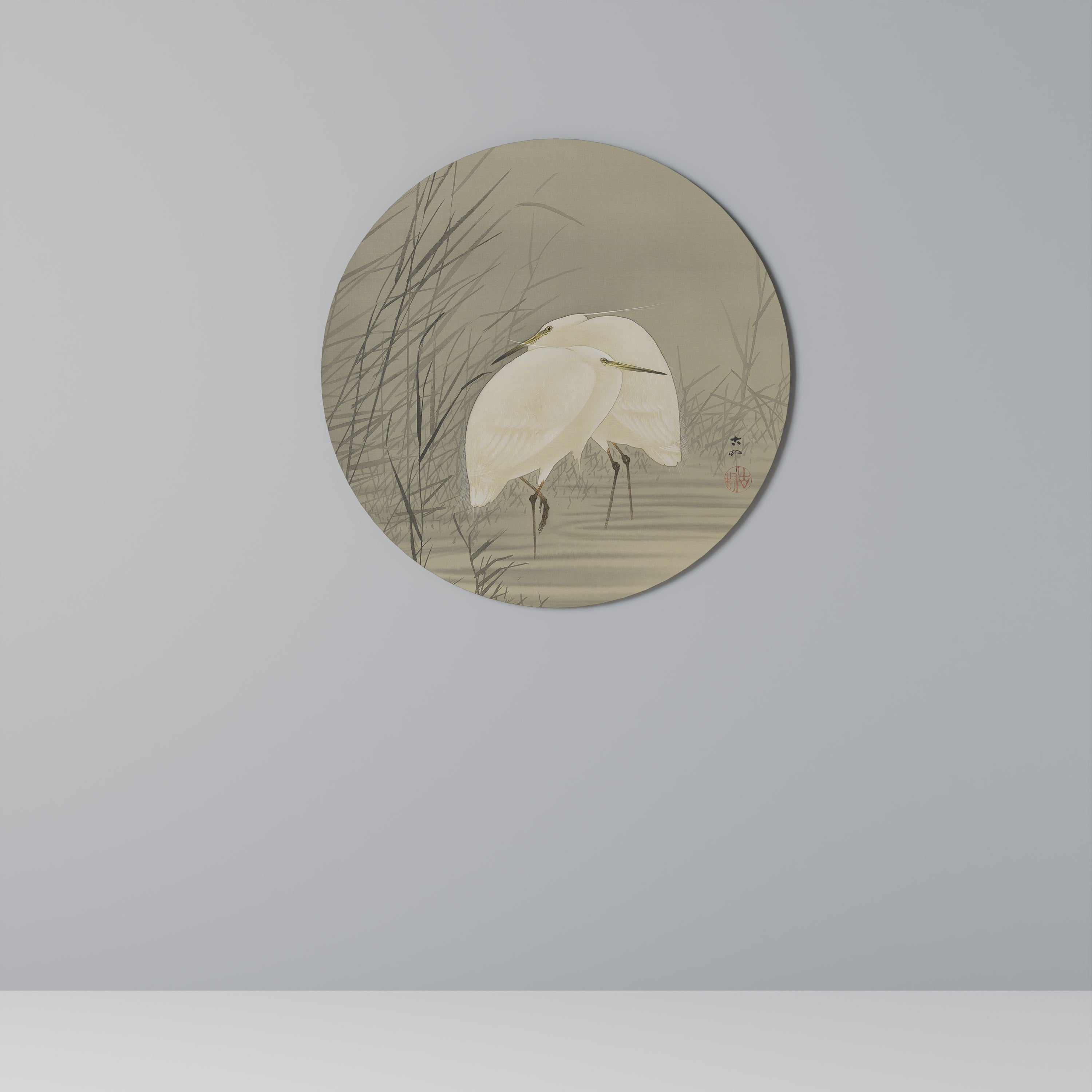 ZILVERREIGERS I MOERAS Rund Vägg Art