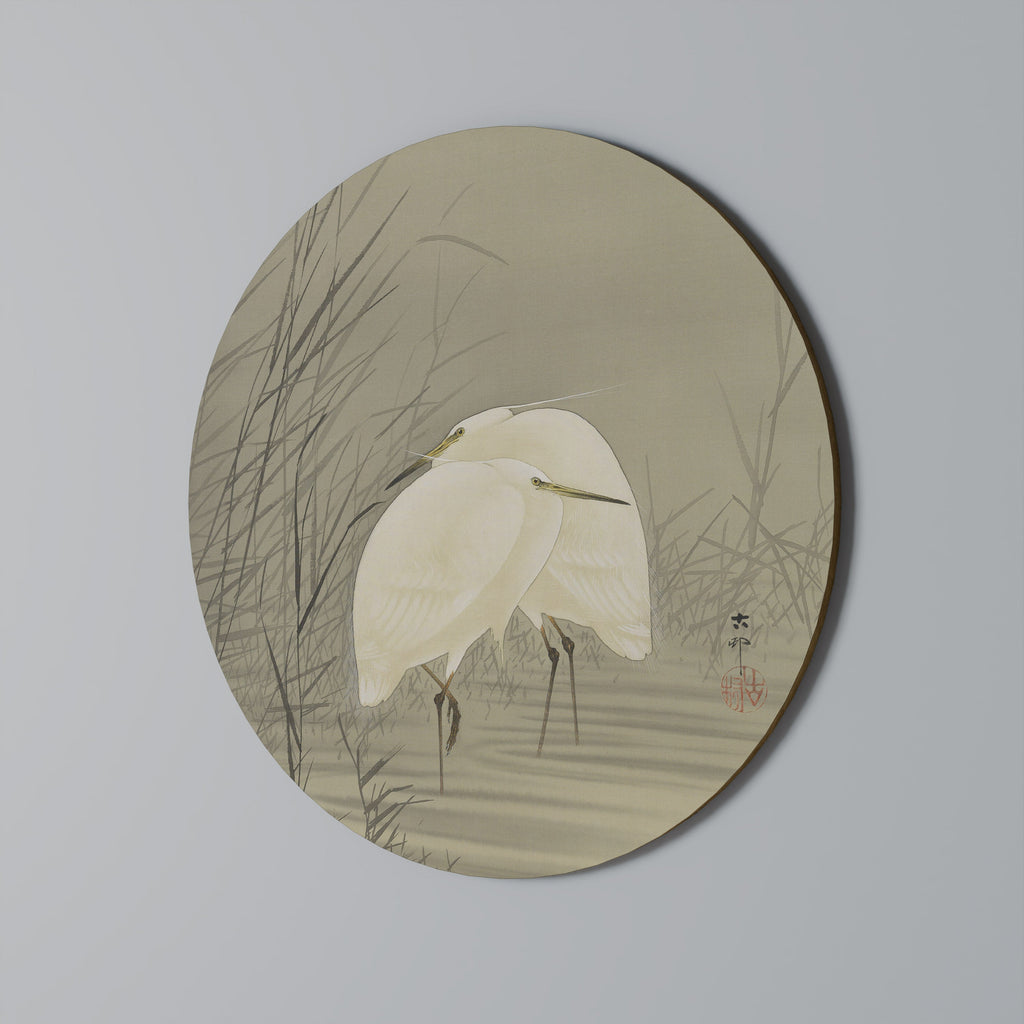 ZILVERREIGERS I MOERAS Rund Vägg Art