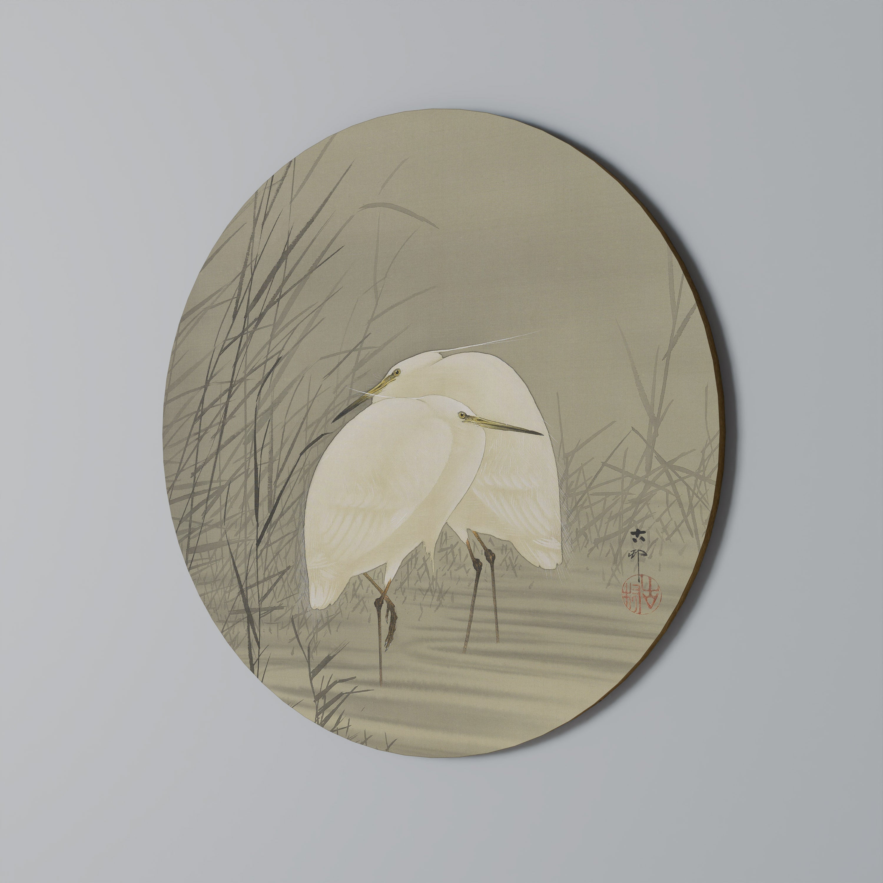 ZILVERREIGERS I MOERAS Rund Vägg Art