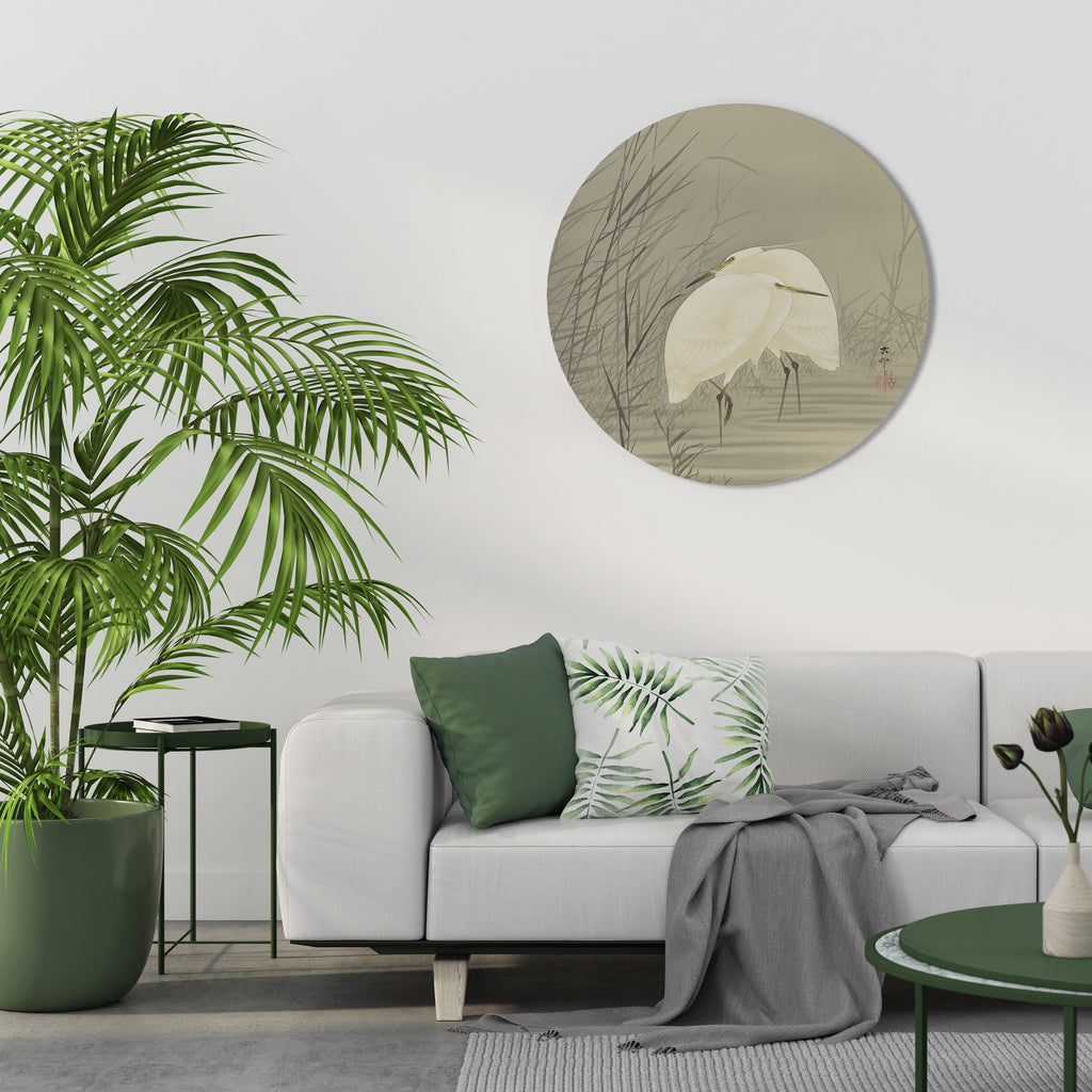 ZILVERREIGERS I MOERAS Rund Vägg Art