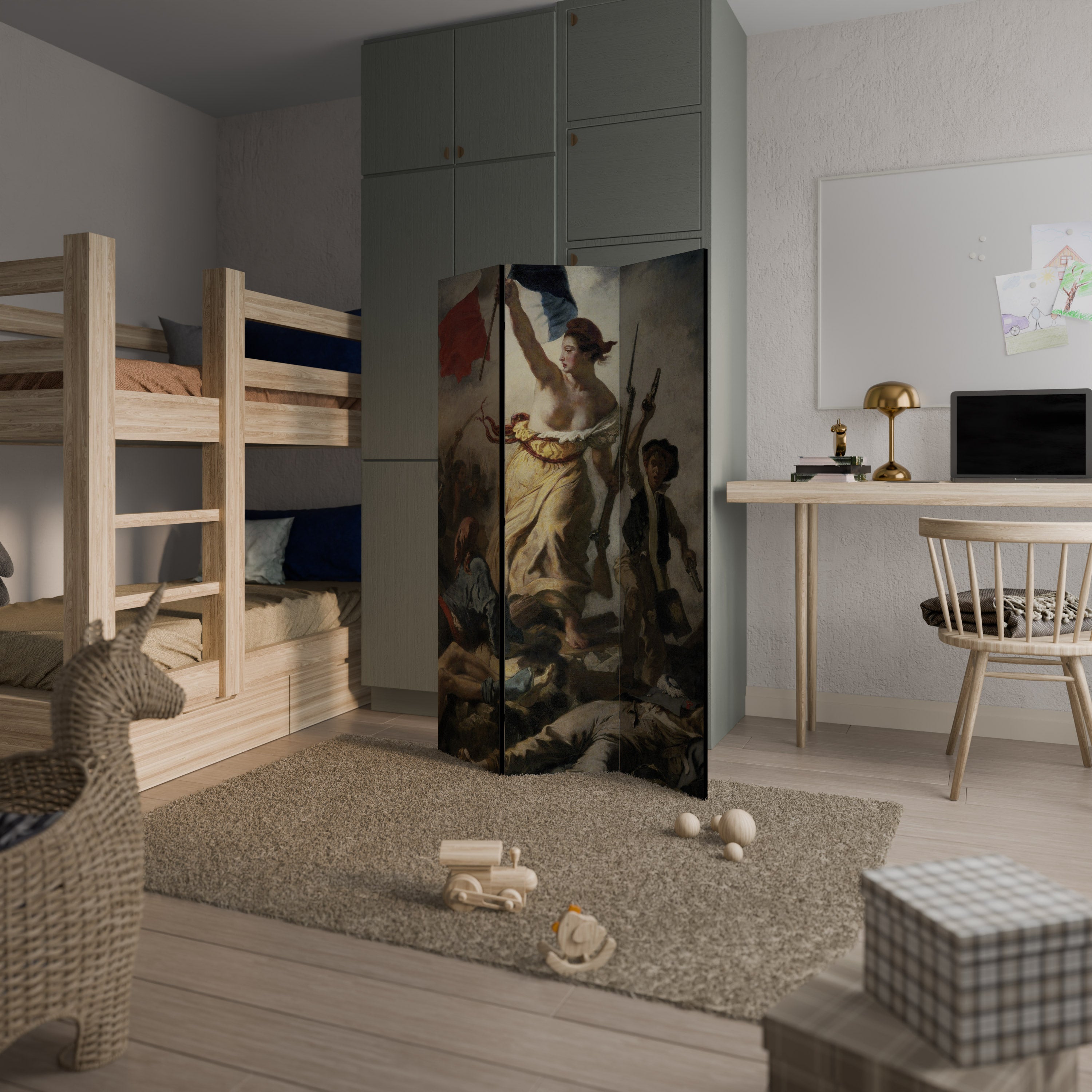 LIBERTY LEADING THE PEOPLE Dekorativ rumsavdelare med 3 paneler
