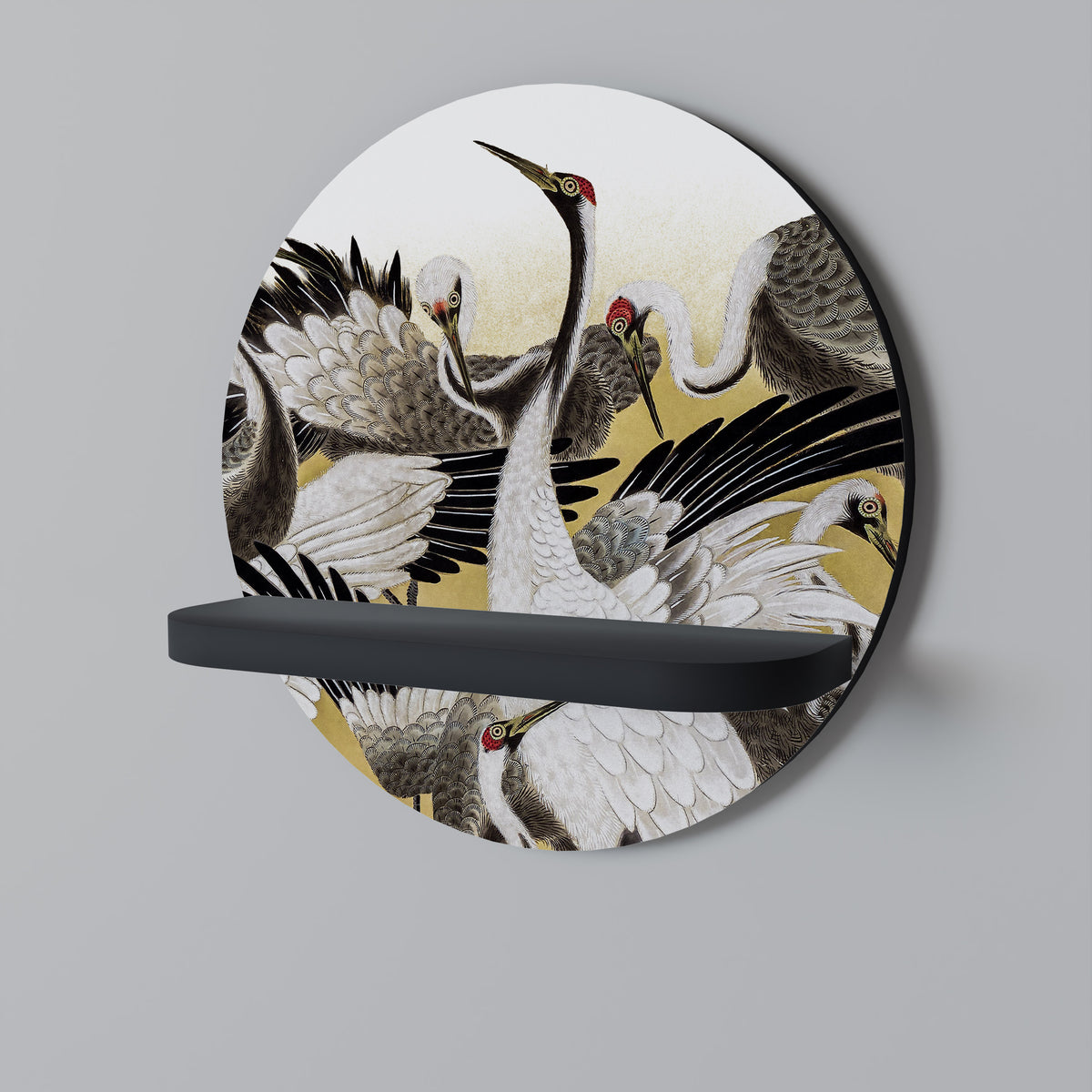 JAPANESE FLOCK OF CRANES Art Shelf