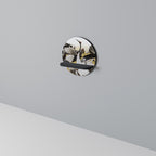 JAPANESE FLOCK OF CRANES Round Art Shelf In Black Finish