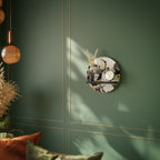 JAPANESE FLOCK OF CRANES Round Art Shelf In Black Finish