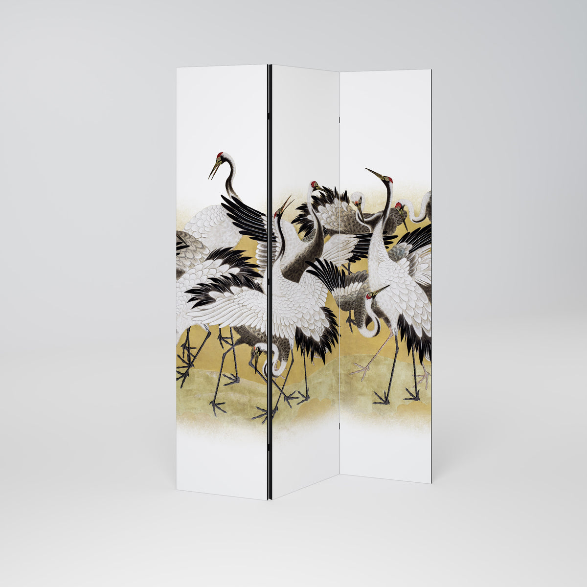 JAPANESE FLOCK OF CRANES 3-Panel Room Divider