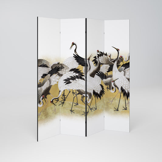 JAPANESE FLOCK OF CRANES Rumsavdelare 4 paneler