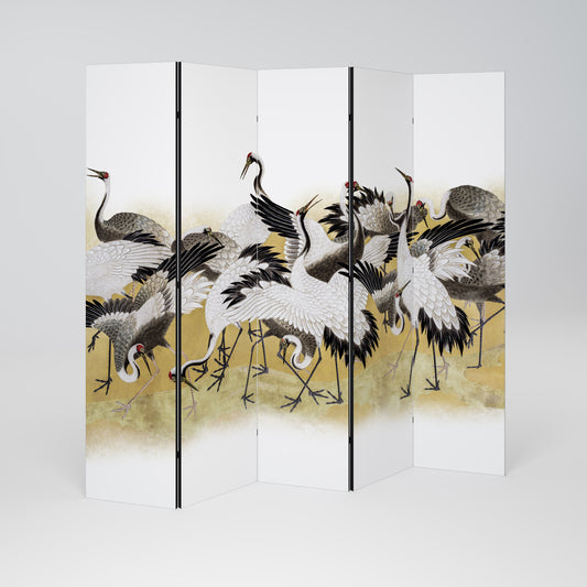 JAPANESE FLOCK OF CRANES Dekorativ rumsavdelare – 5 paneler