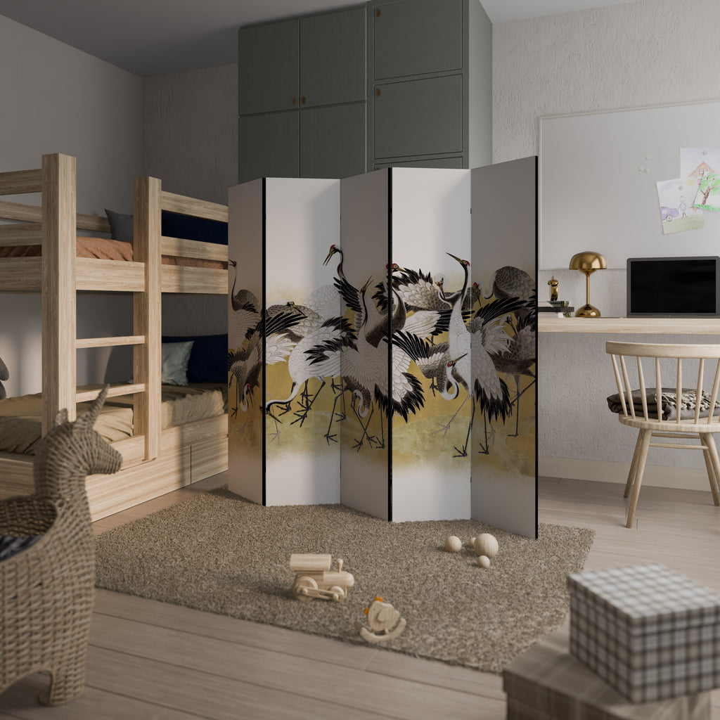 JAPANESE FLOCK OF CRANES Dekorativ rumsavdelare – 5 paneler