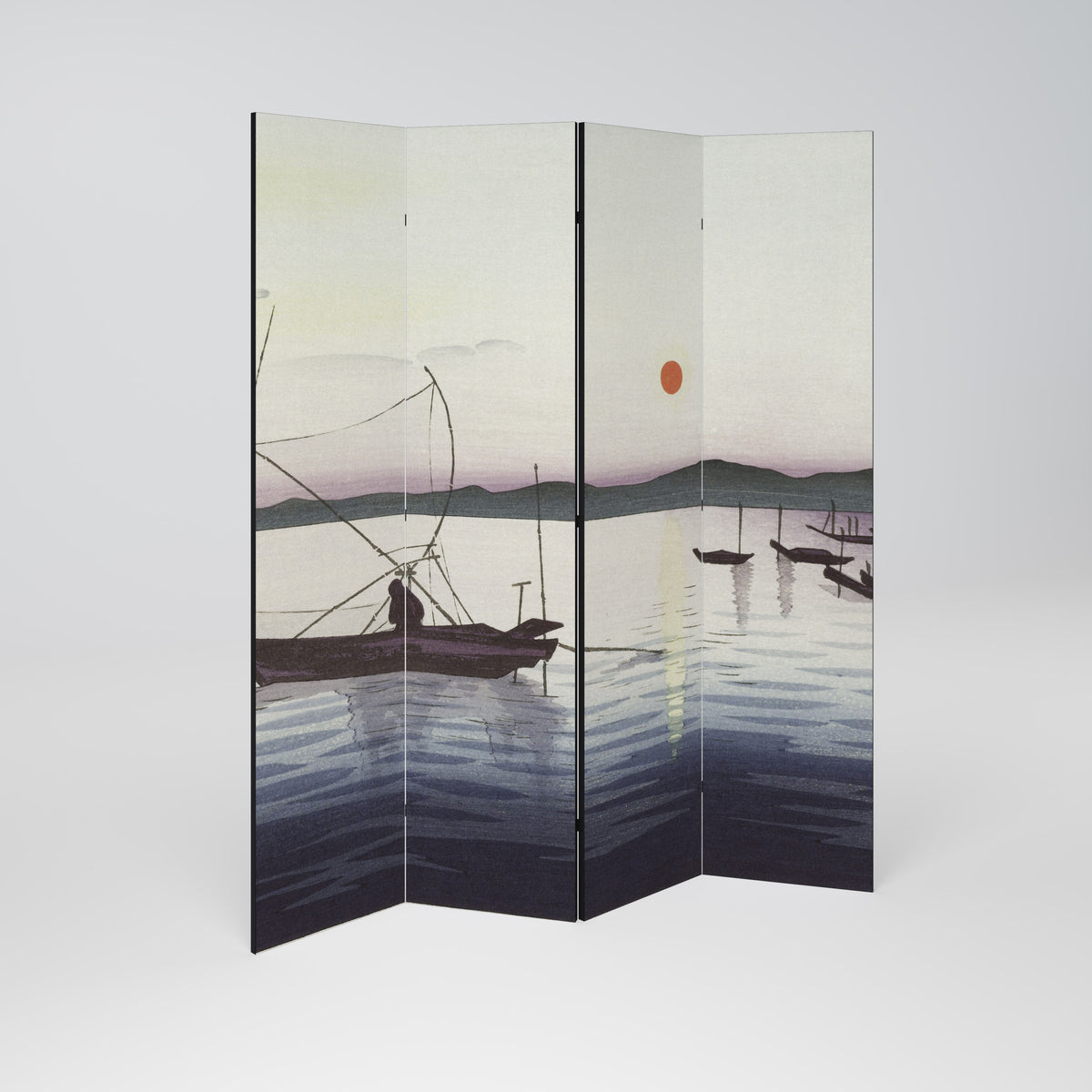 BOATS AND SETTING SUN Rumsavdelare 4 paneler
