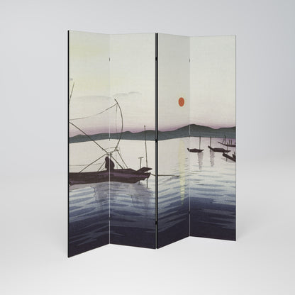 BOATS AND SETTING SUN Rumsavdelare 4 paneler