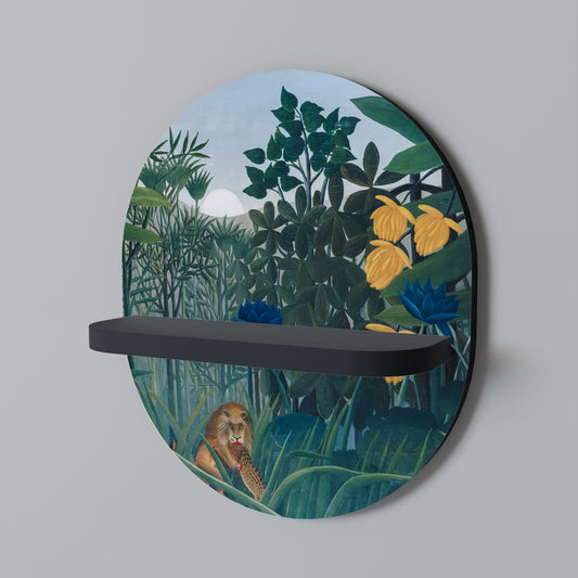 THE REPAST OF THE LION Oval konsthylla i svart finish