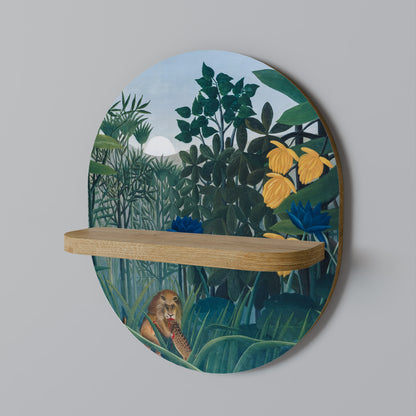 THE REPAST OF THE LION Oval konsthylla i ekeffekt