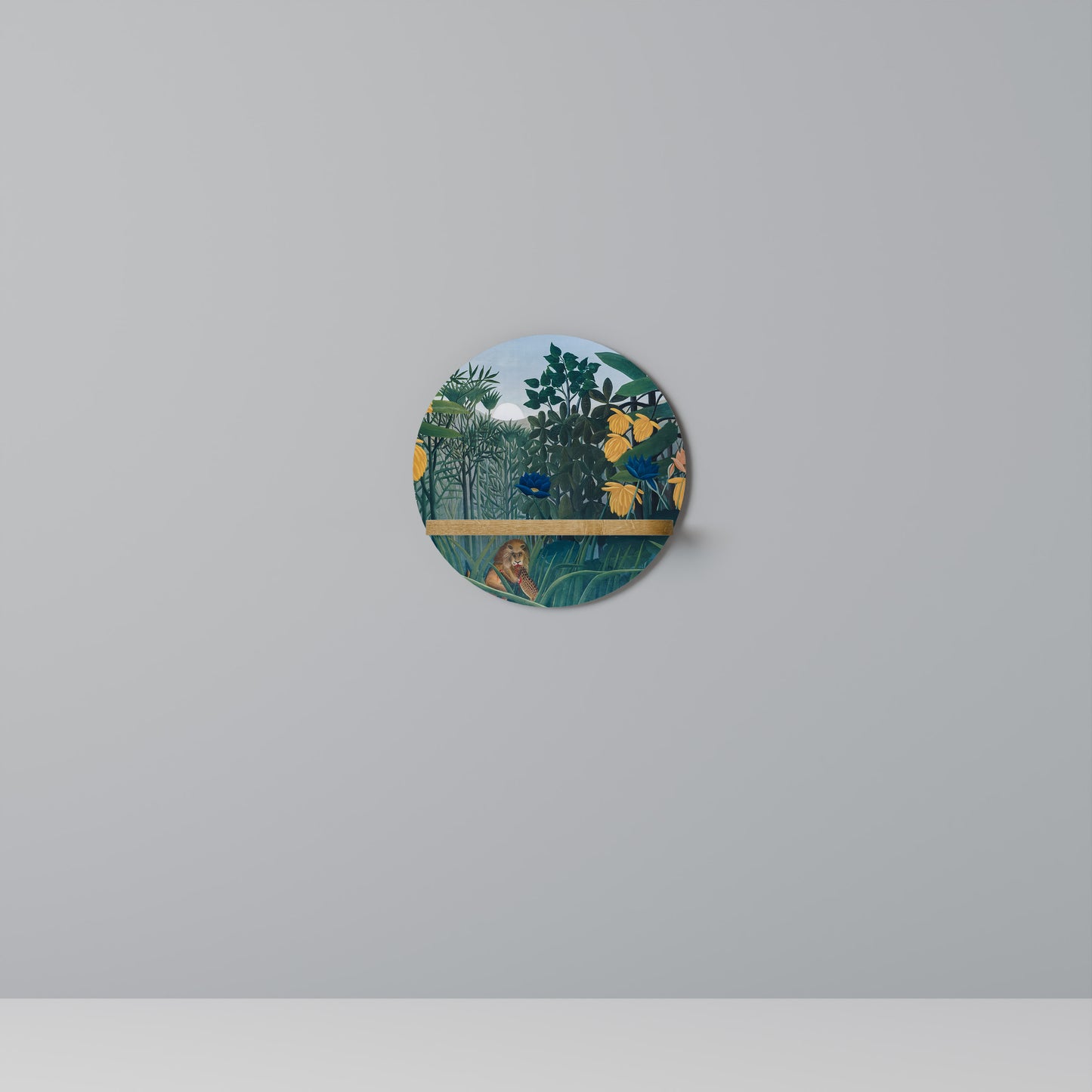 THE REPAST OF THE LION Round Art Shelf In Oak Effect