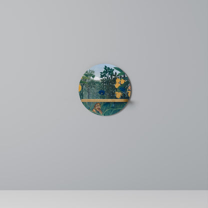 THE REPAST OF THE LION Round Art Shelf In Oak Effect