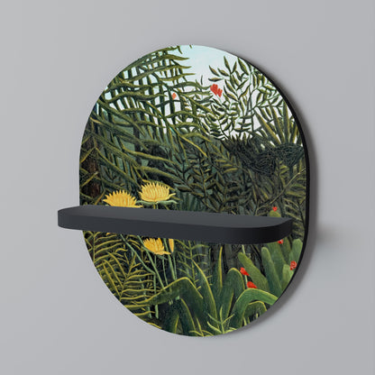 VIRGIN SKOG MED SUNSET Oval konsthylla i svart finish