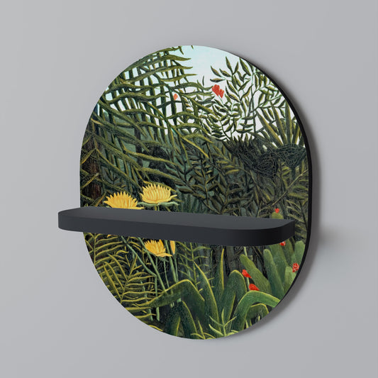 VIRGIN SKOG MED SUNSET Oval konsthylla i svart finish