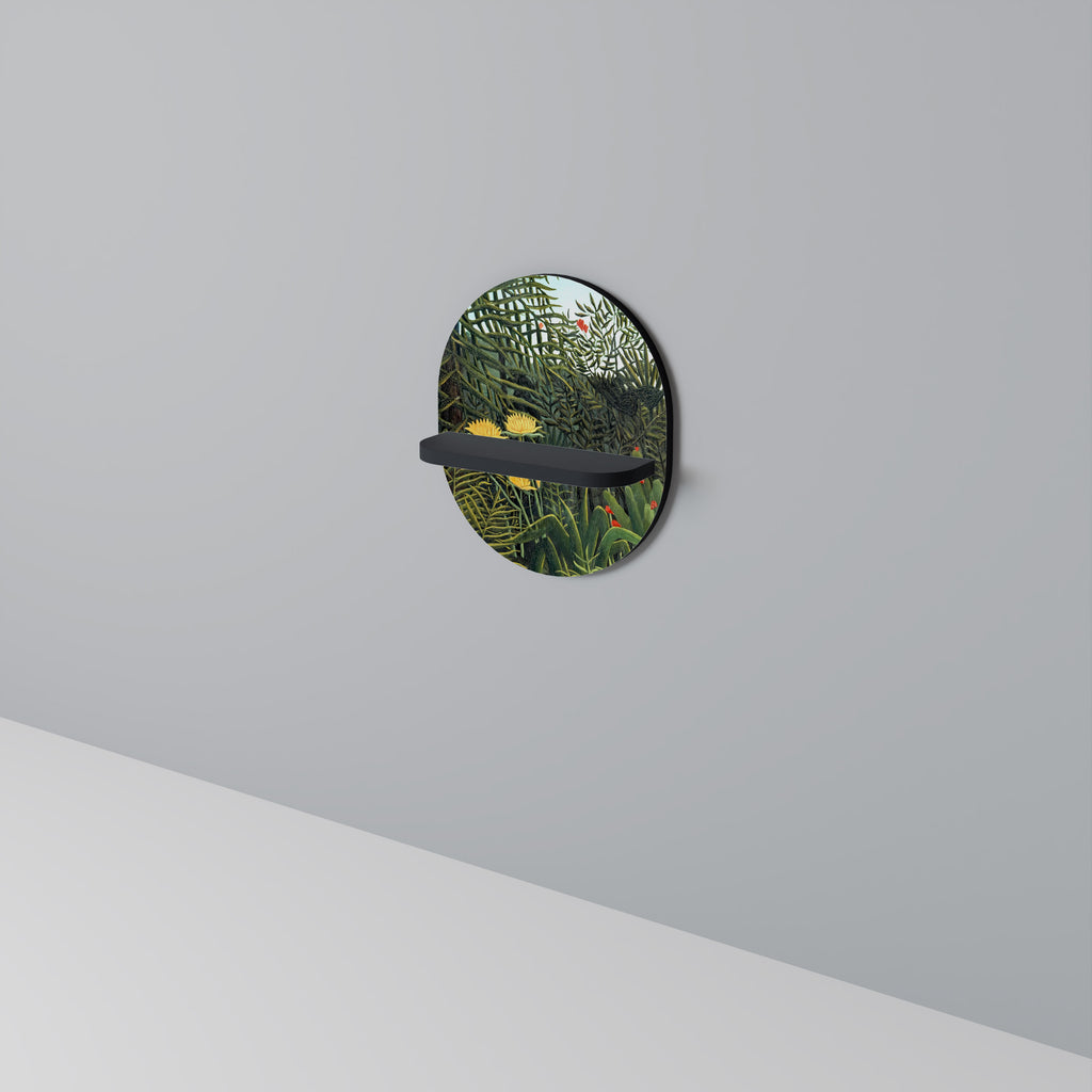 VIRGIN SKOG MED SUNSET Oval konsthylla i svart finish