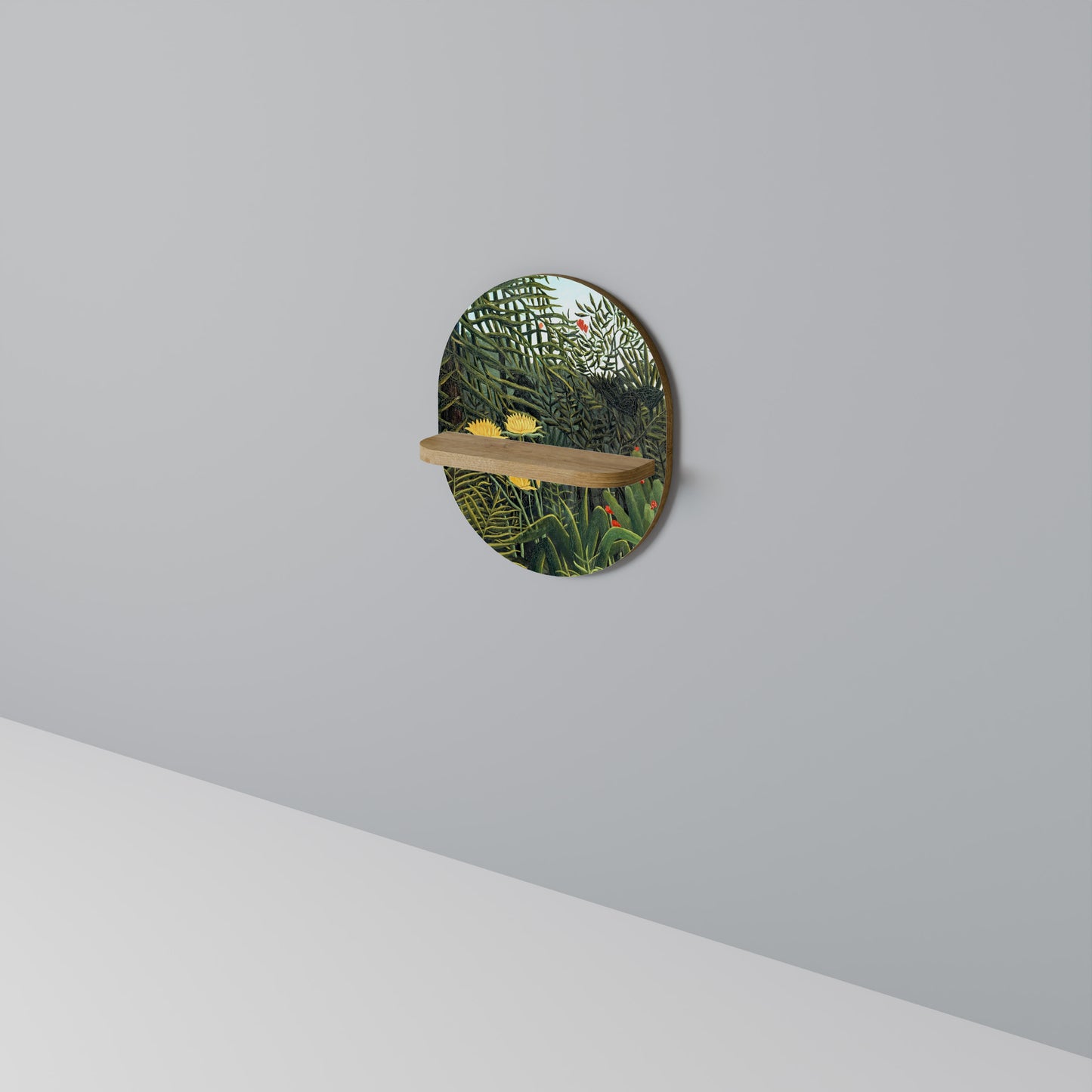 VIRGIN SKOG MED SUNSET Oval konsthylla i ekeffekt