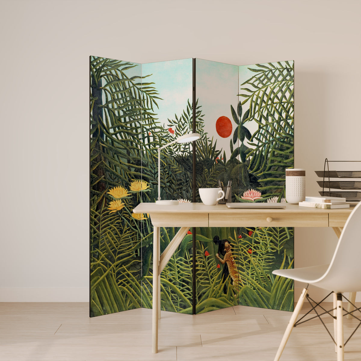 VIRGIN FOREST WITH SUNSET Rumsavdelare 4 paneler