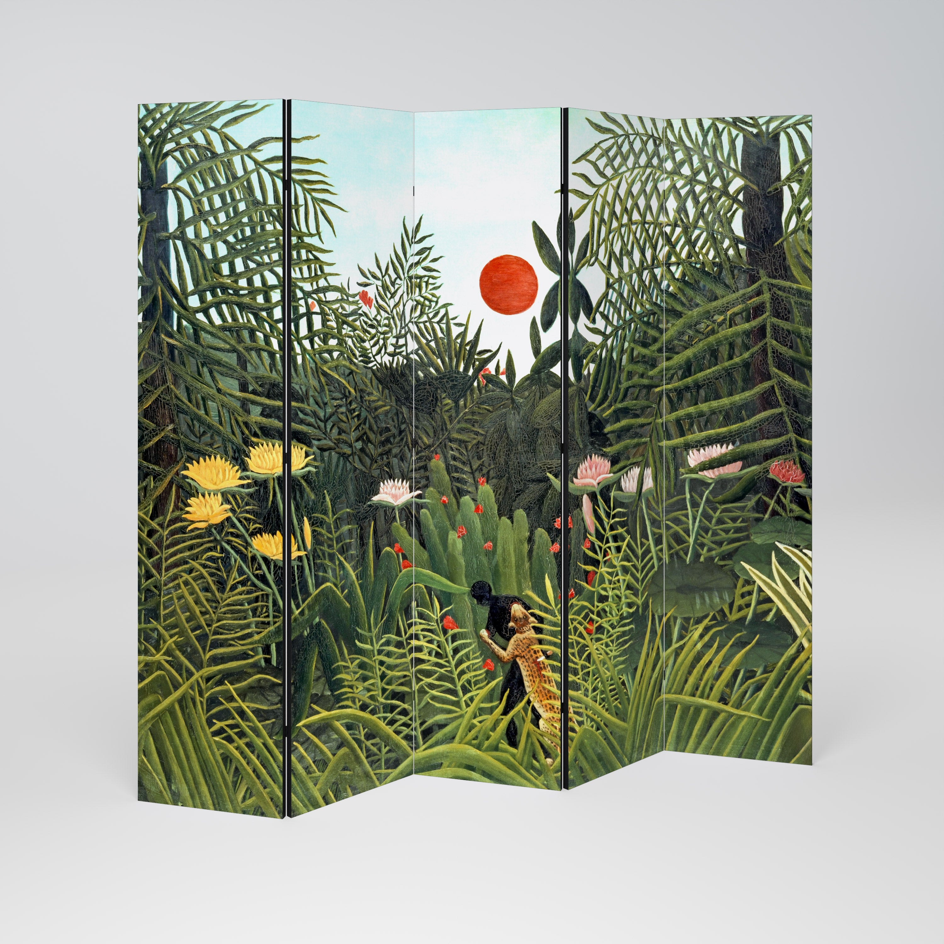 VIRGIN FOREST WITH SUNSET Dekorativ rumsavdelare – 5 paneler