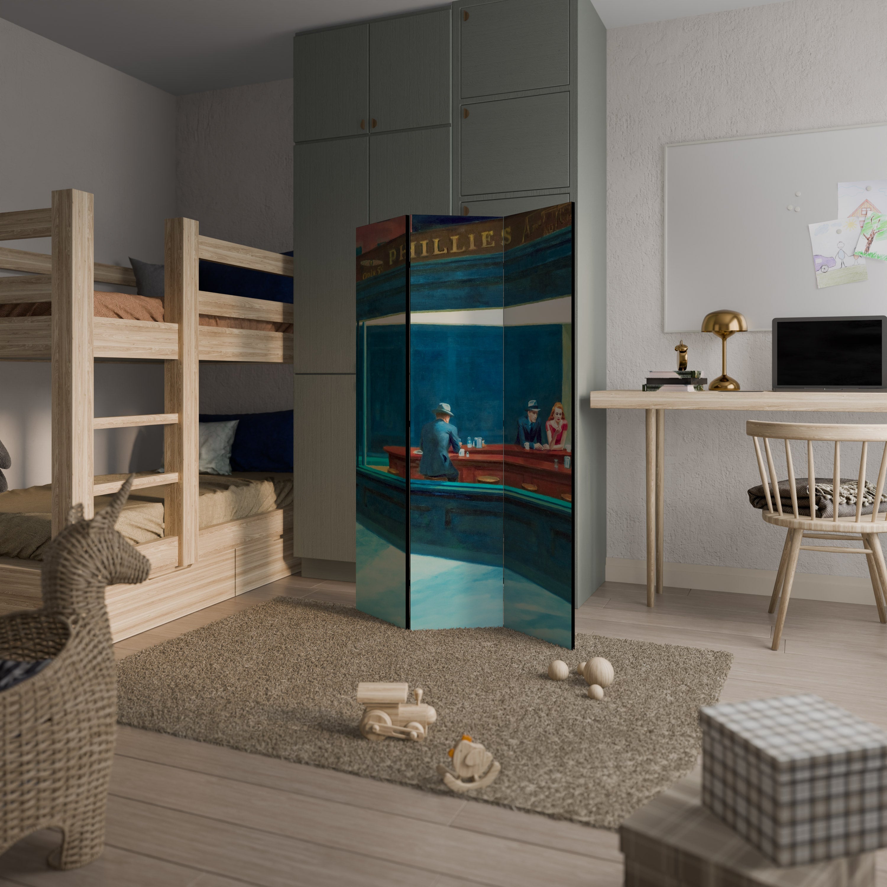 NIGHTHAWKS Dekorativ rumsavdelare med 3 paneler