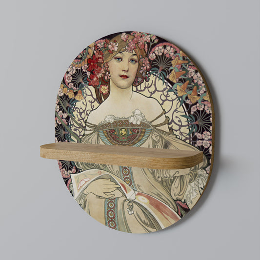 CHAMPENOIS IMPRIMEUR Oval konsthylla i ekeffekt