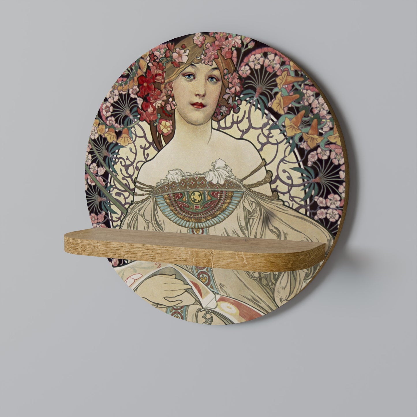 CHAMPENOIS IMPRIMEUR Round Art Shelf In Oak Effect