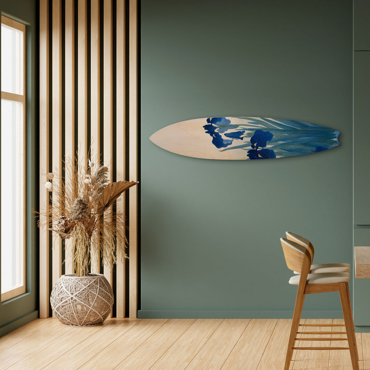BLUE FLORAL RIDE Dekorativ Surfbräda