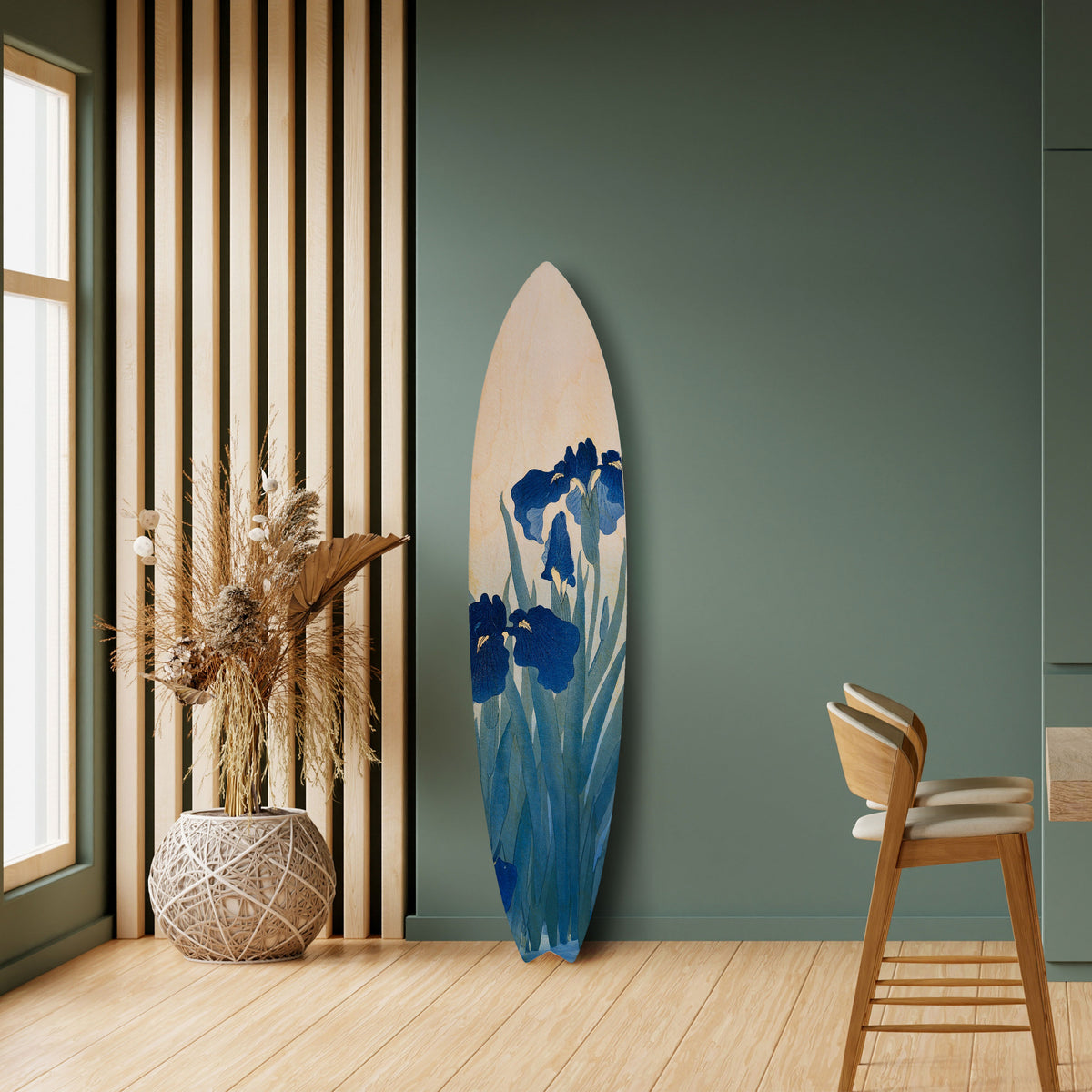 BLUE FLORAL RIDE Dekorativ Surfbräda