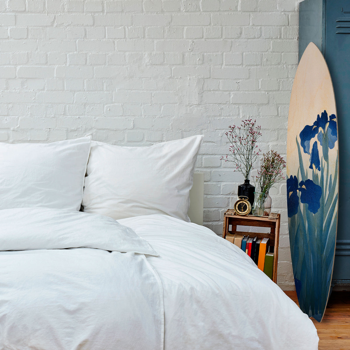 BLUE FLORAL RIDE Dekorativ Surfbräda