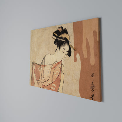WOMAN, CAT AND EXTRA BROWN Horizontal Canvas Print