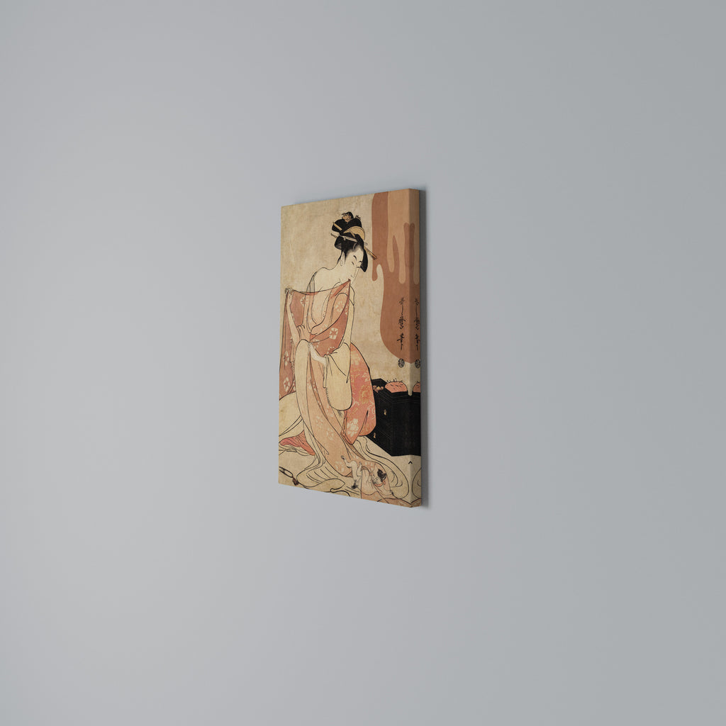 WOMAN, CAT AND EXTRA BROWN Vertical Canvas Print