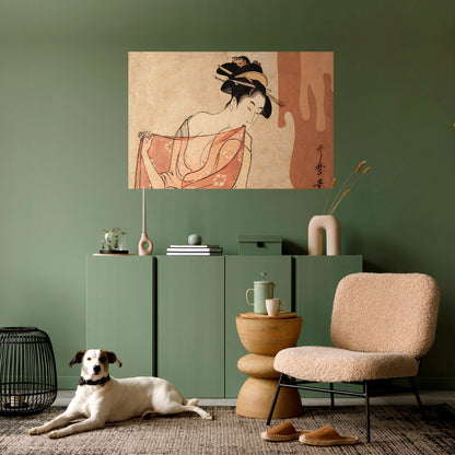 KVINNA, KATT OCH EXTRA BRUN Horisontell Poster med självhäftande text