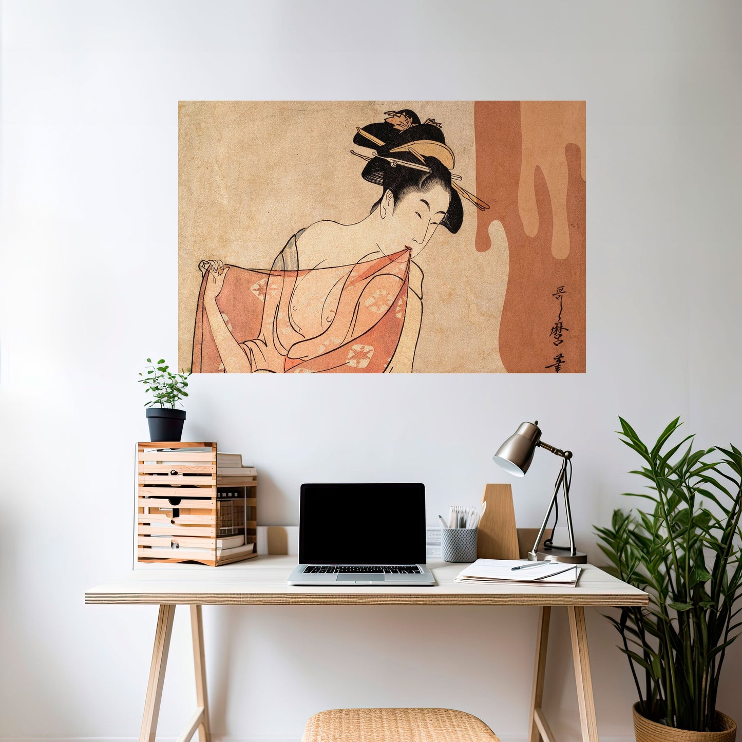 KVINNA, KATT OCH EXTRA BRUN Horisontell Poster med självhäftande text