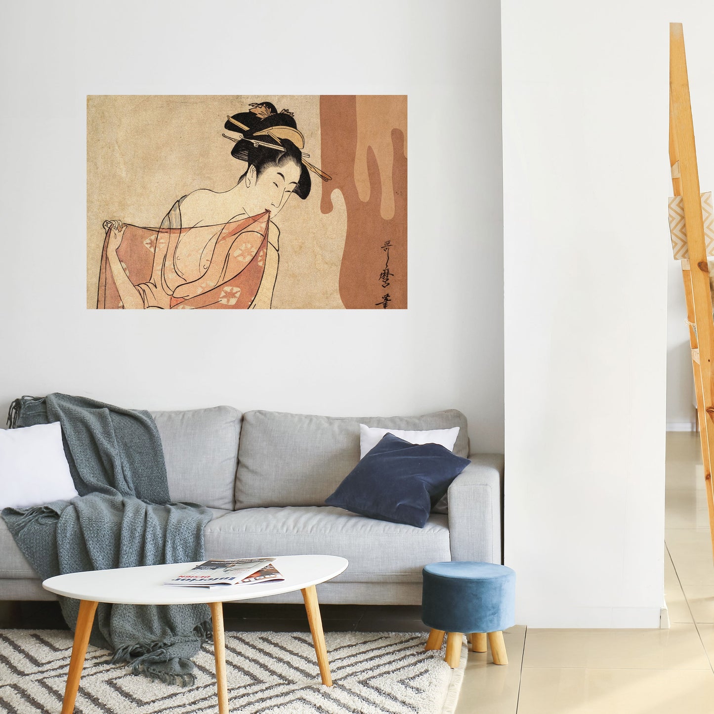 KVINNA, KATT OCH EXTRA BRUN Horisontell Poster med självhäftande text