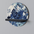 JAPANESE WOMAN Round Art Shelf In Black Finish