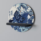 JAPANESE WOMAN Round Art Shelf In Black Finish