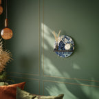 JAPANESE WOMAN Round Art Shelf In Black Finish