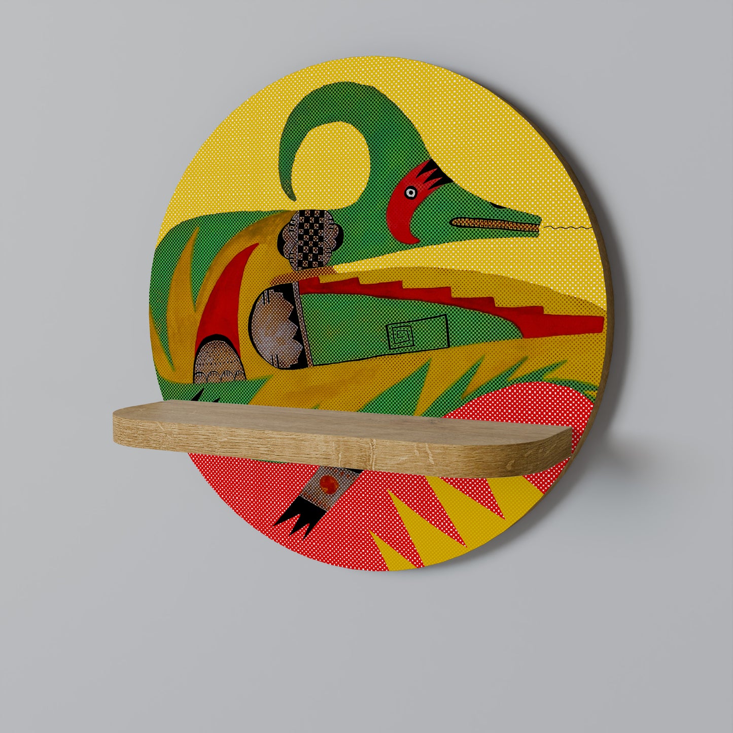 EXPRESSIVE AVANYU Round Art Shelf In Oak Effect