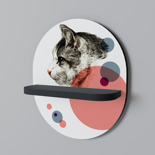 BUBBLE CAT SKETCH Oval konsthylla i svart finish