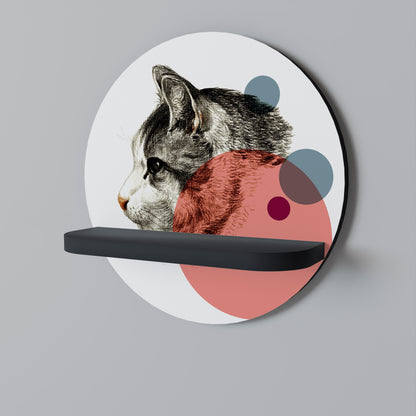 BUBBLE CAT SKISS Rund konsthylla i svart finish