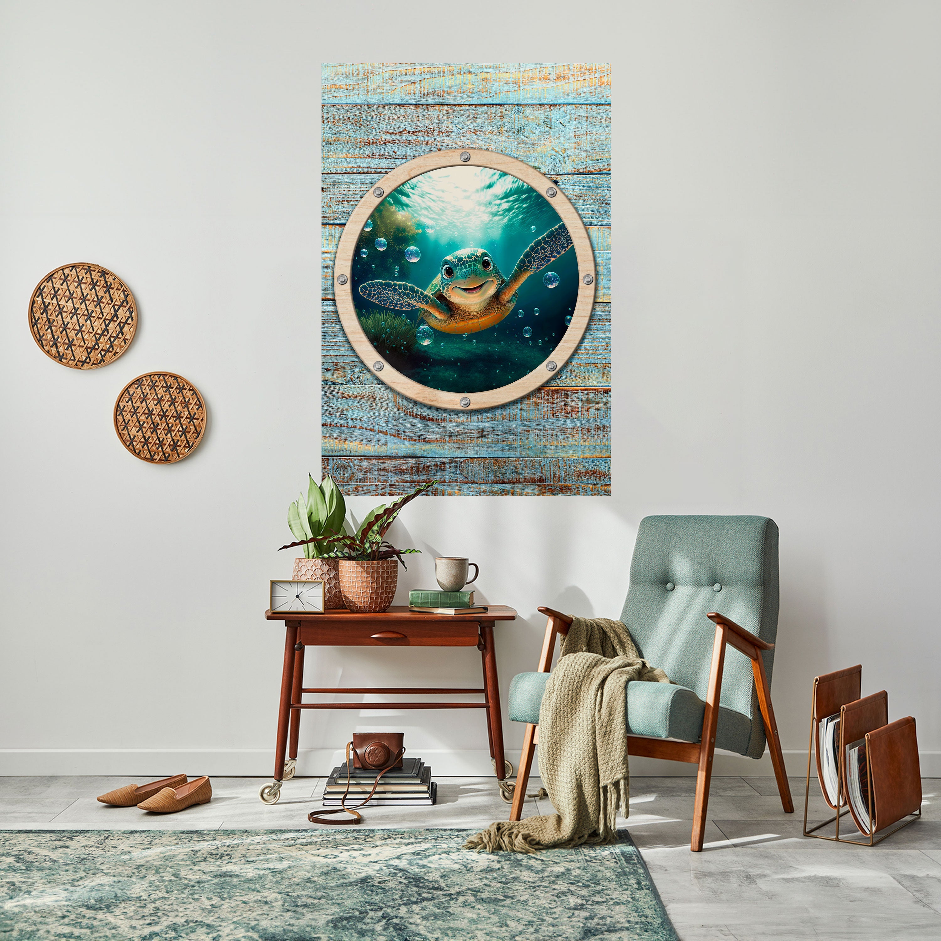 SEASIDE JOY vertikal poster med självhäftande text