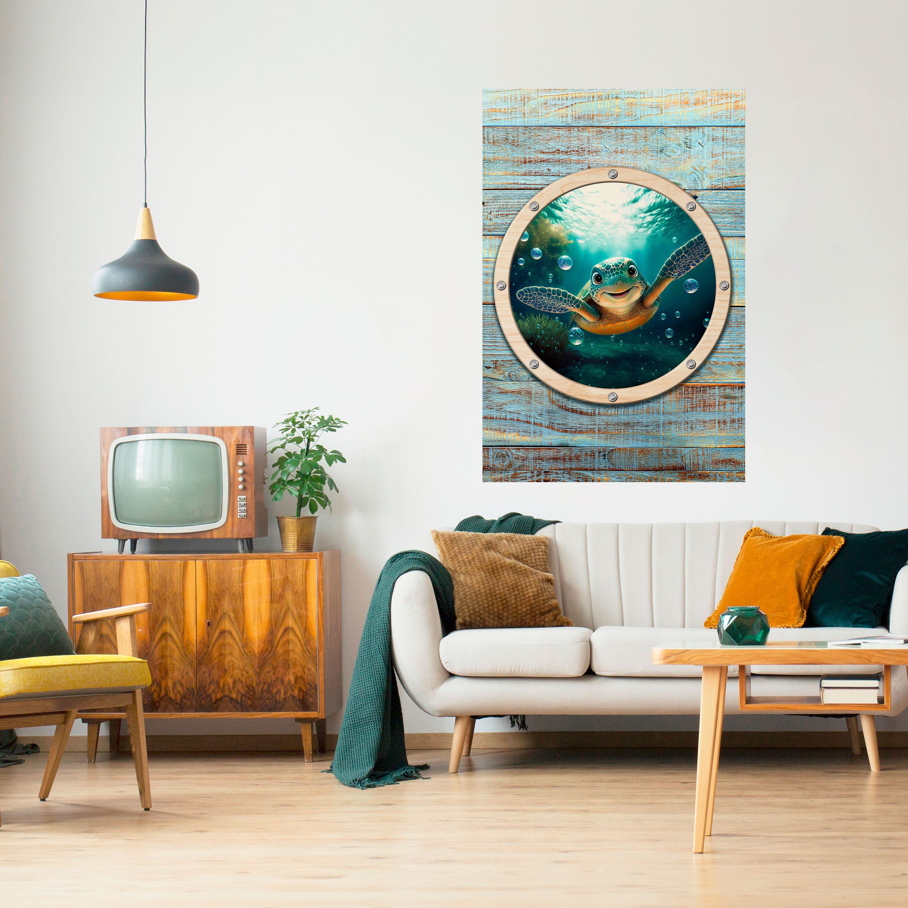 SEASIDE JOY vertikal poster med självhäftande text