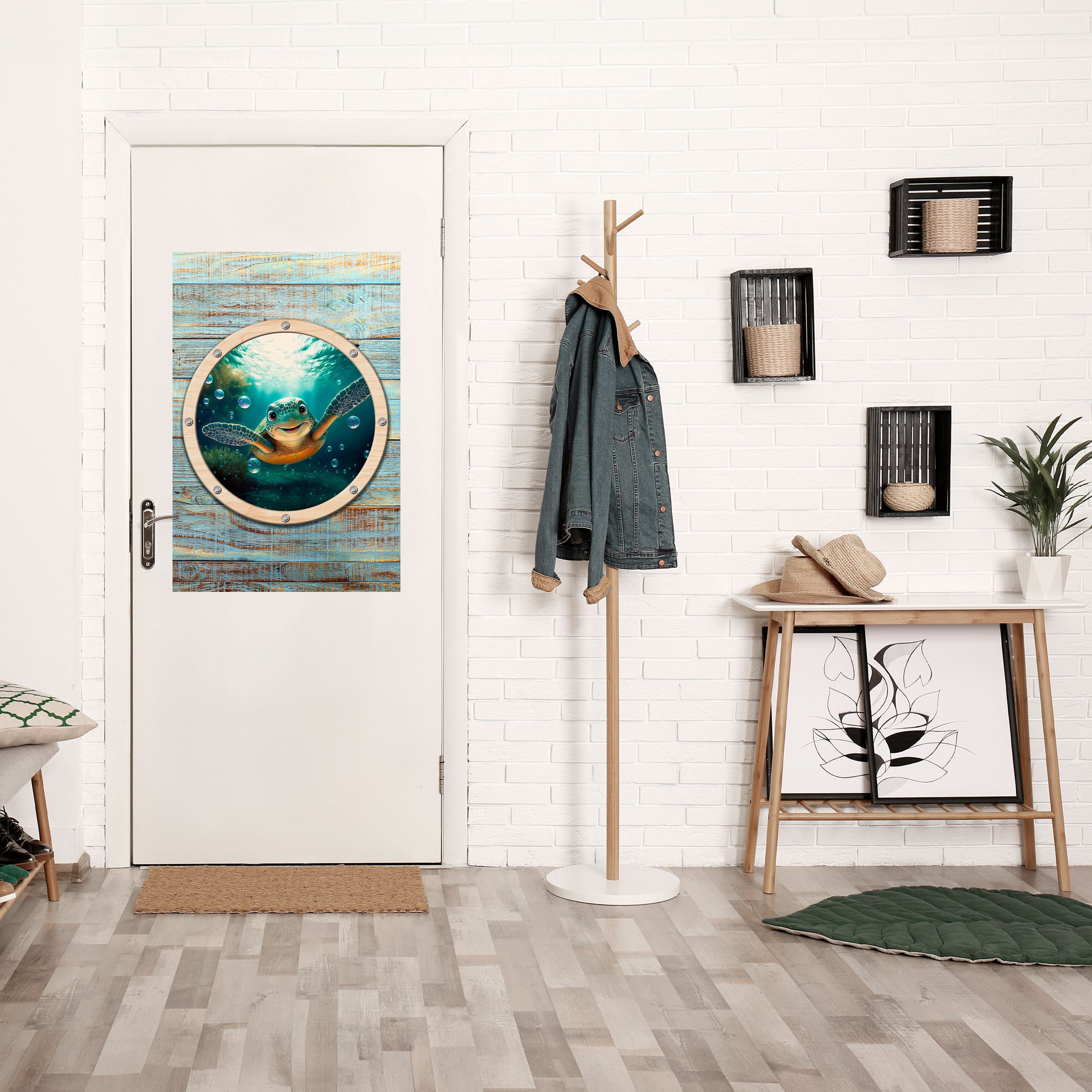 SEASIDE JOY vertikal poster med självhäftande text