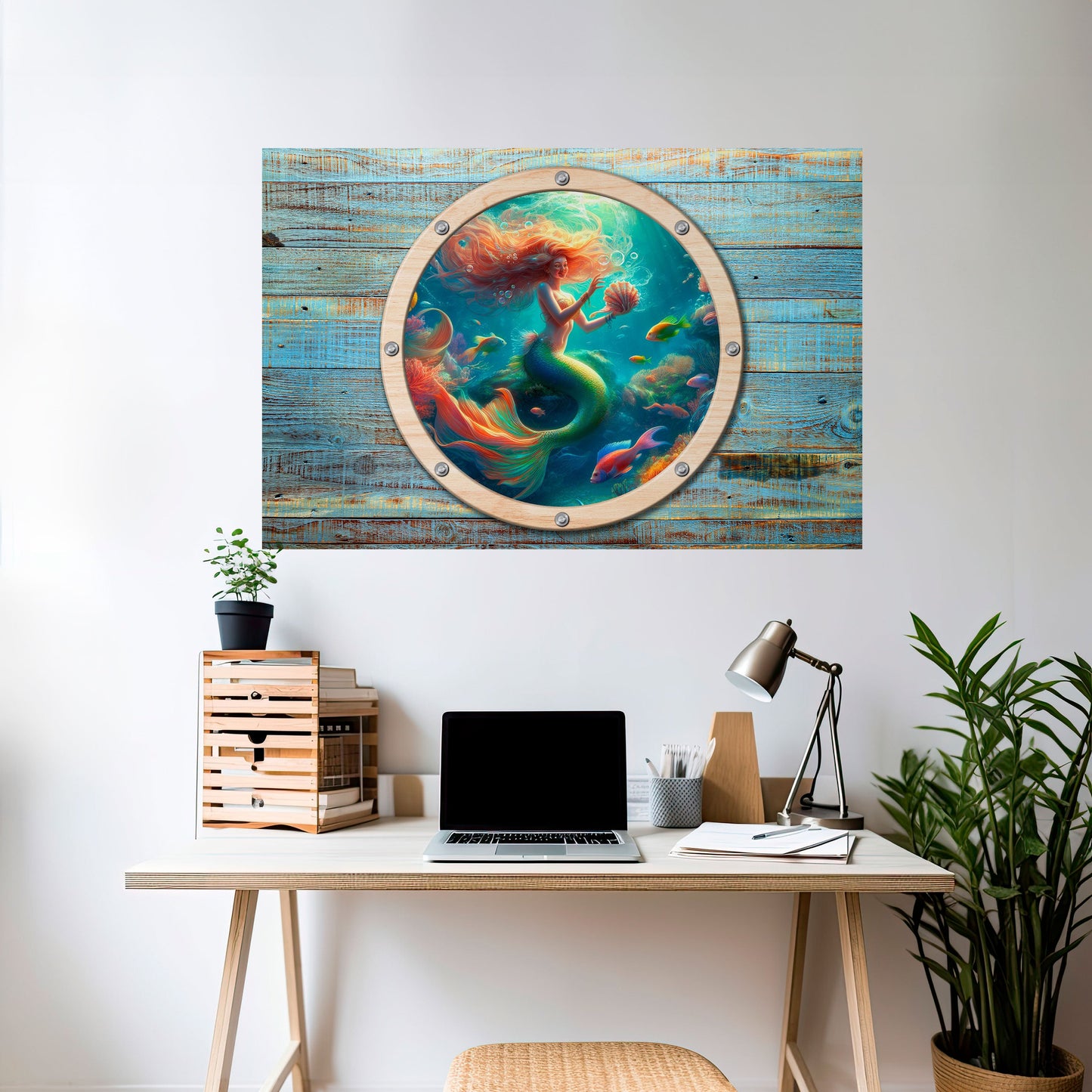 SJÖJUNGFRUND DRÖMMER skalbar och självhäftande horisontell poster