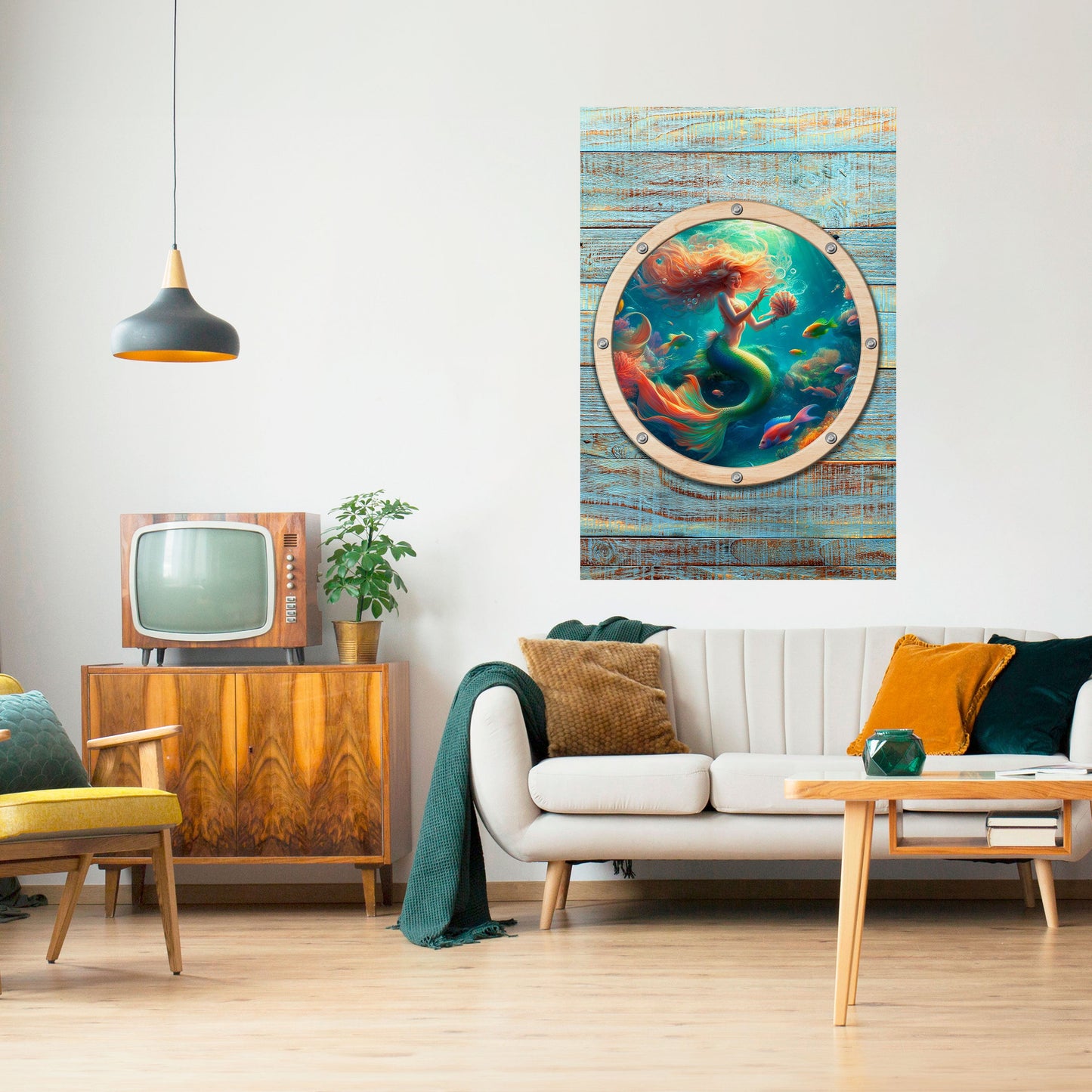 SJÖJUNGFRUND DRÖMMA Vertikal poster med självhäftande text