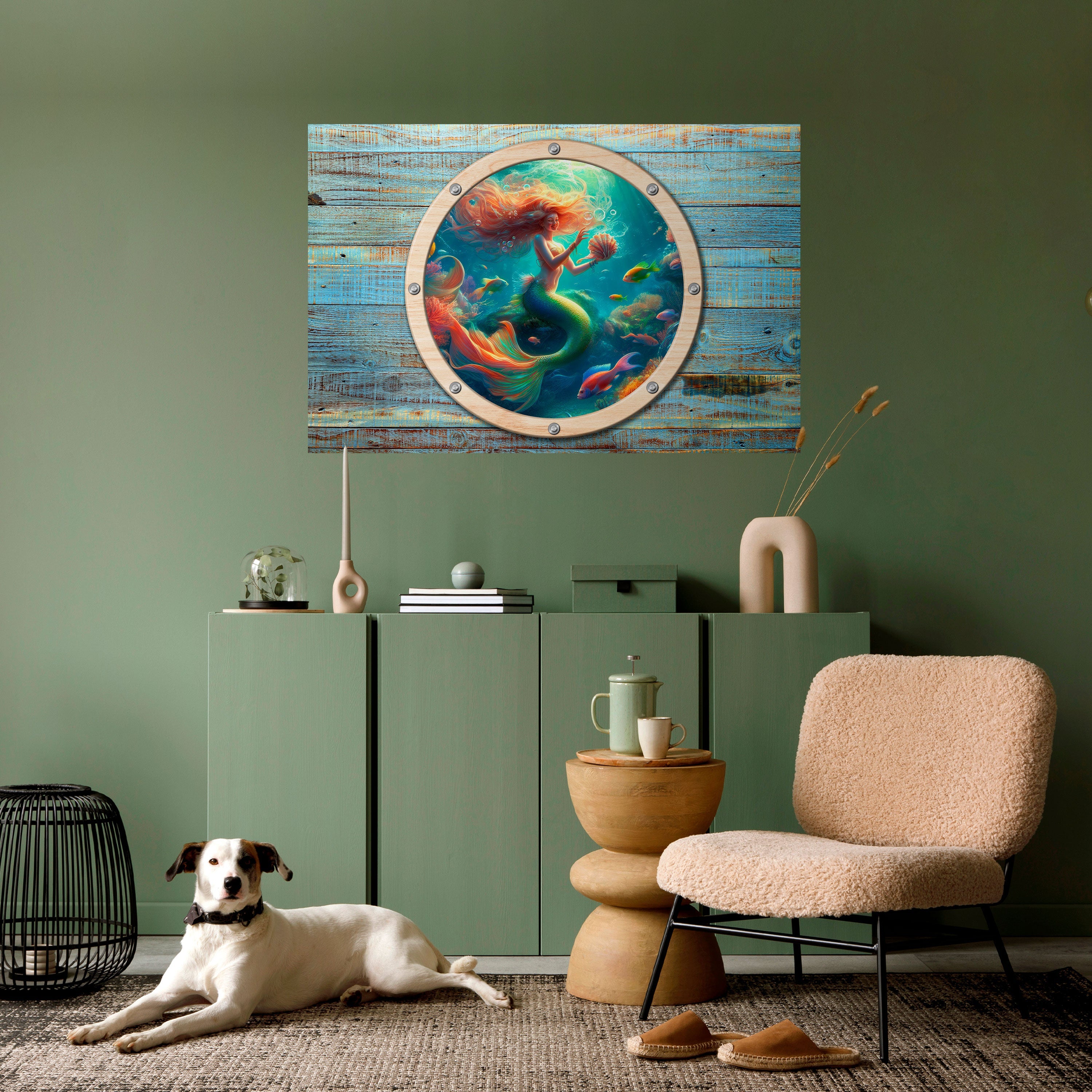 SJÖJUNGFRUND DRÖMMER skalbar och självhäftande horisontell poster