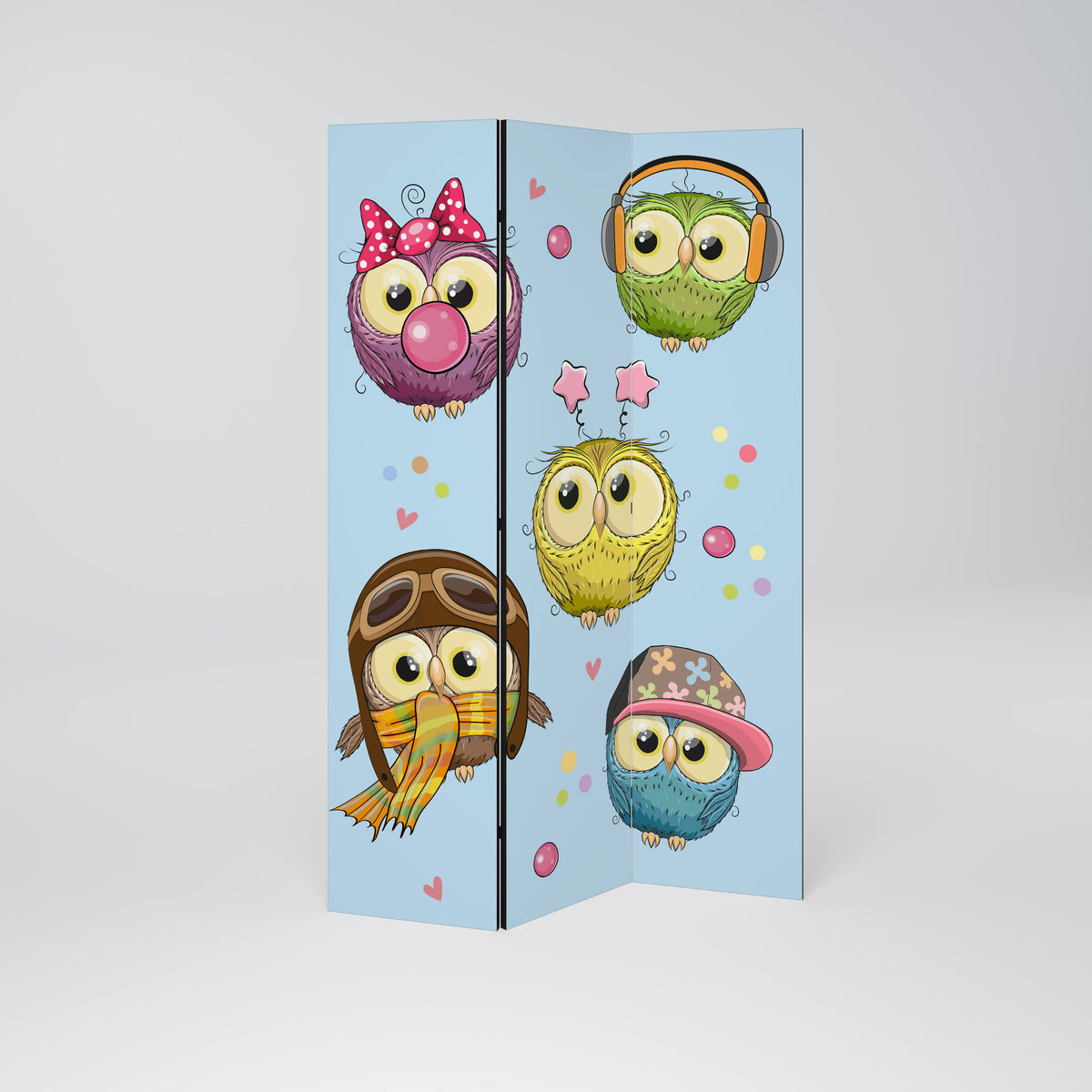 OWLY SQUAD Dekorativ rumsavdelare – 3 paneler