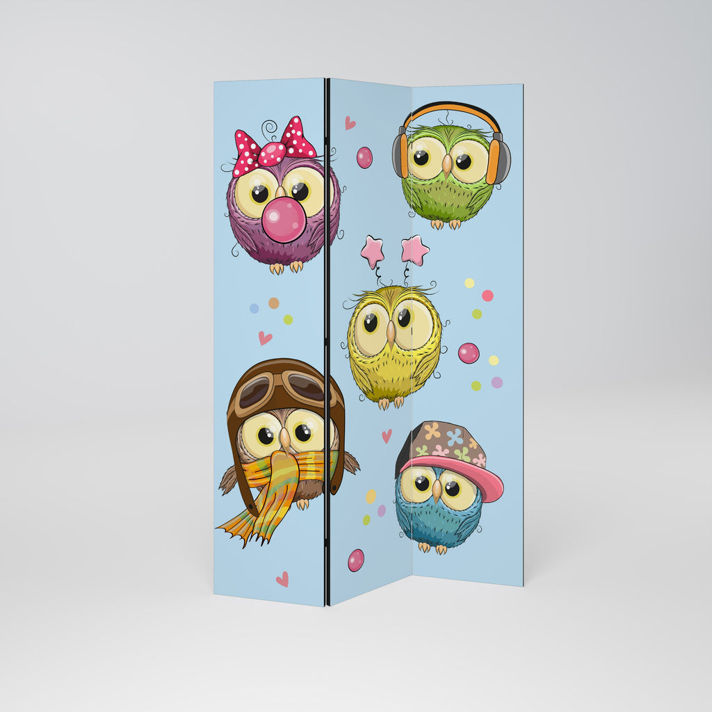 OWLY SQUAD Dekorativ rumsavdelare med 3 paneler