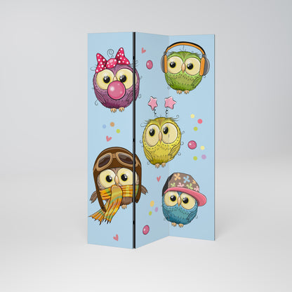 OWLY SQUAD Dekorativ rumsavdelare med 3 paneler